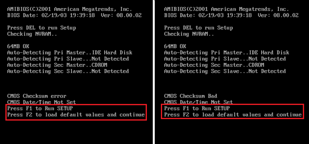 How to fix warning error 0251:system cmos checksum bad