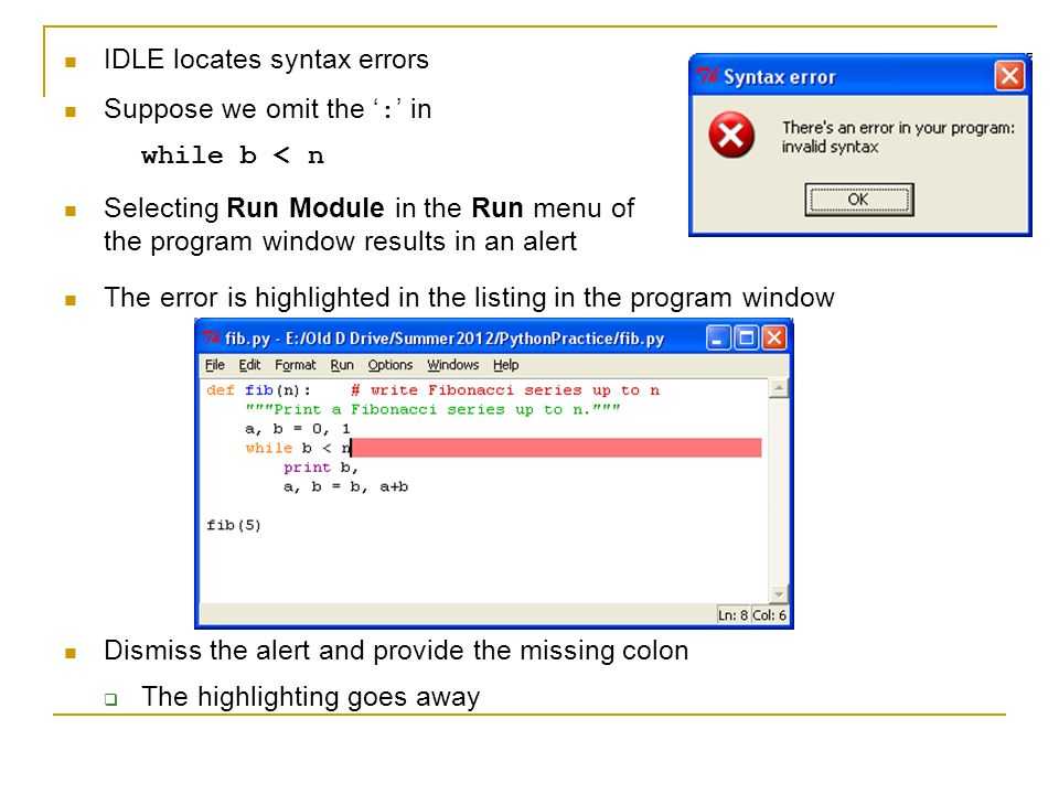 User syntax error