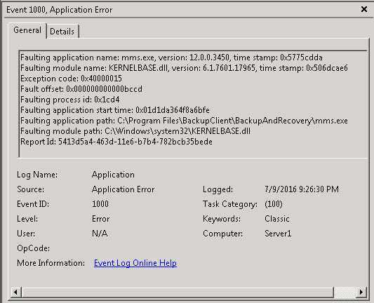 Application error kernelbase.dll