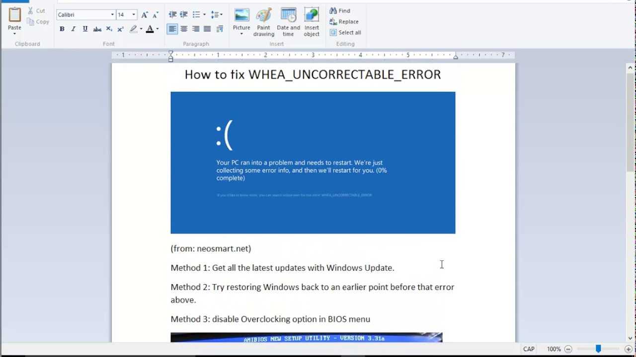 Как исправить bsod во время общего использования whea_uncorrectable_error