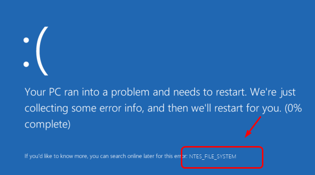 Файловая система ntfs ошибка синего экрана в windows 10 - zanz