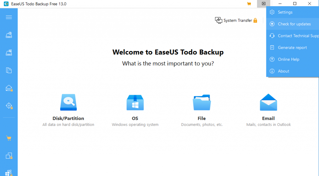 Программа EaseUS Todo Backup позволяет за несколько кликов настроить и запустить резервное копирование необходимых носителей, разделов папок или файлов