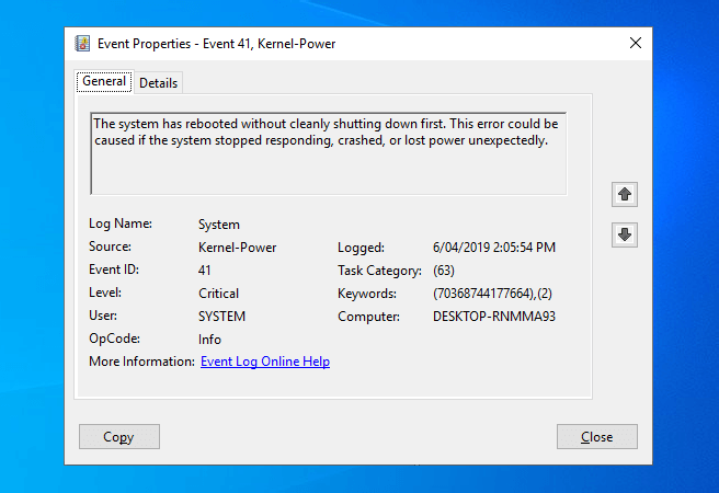 Ошибка: kernel-power код 41 категория (63) windows 10