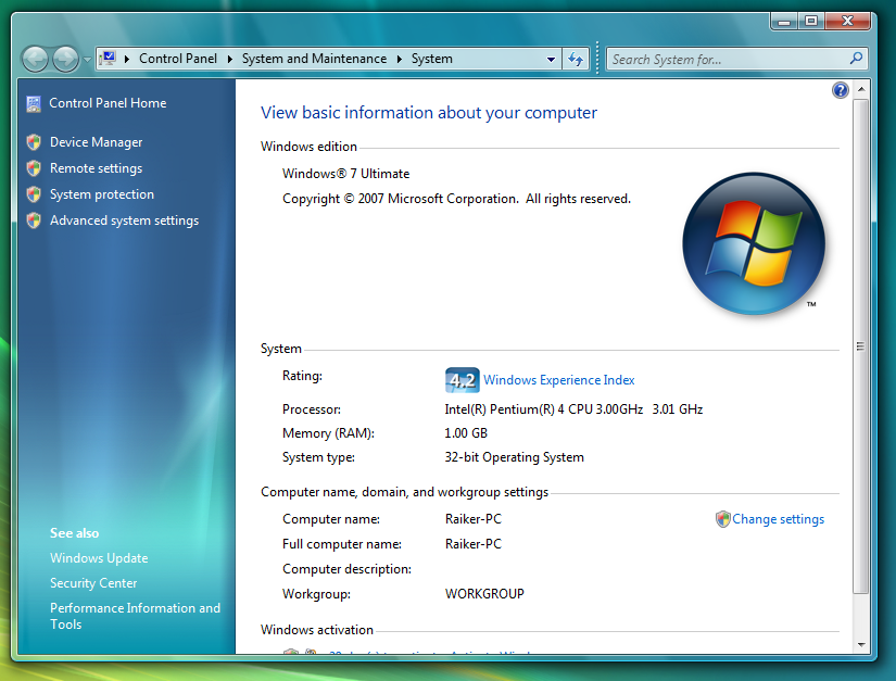 Device tasks. Advanced System settings. Windows Vista системные требования. Windows Vista системные требования к компьютеру. Виндовс сервис пак 1.