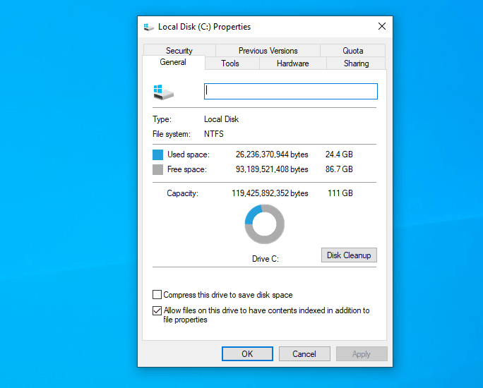 Сколько выделить гигабайт для диска c: в windows 10